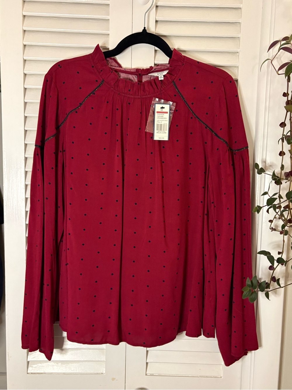 Crown & Ivy Burgundy Long-Sleeve Top